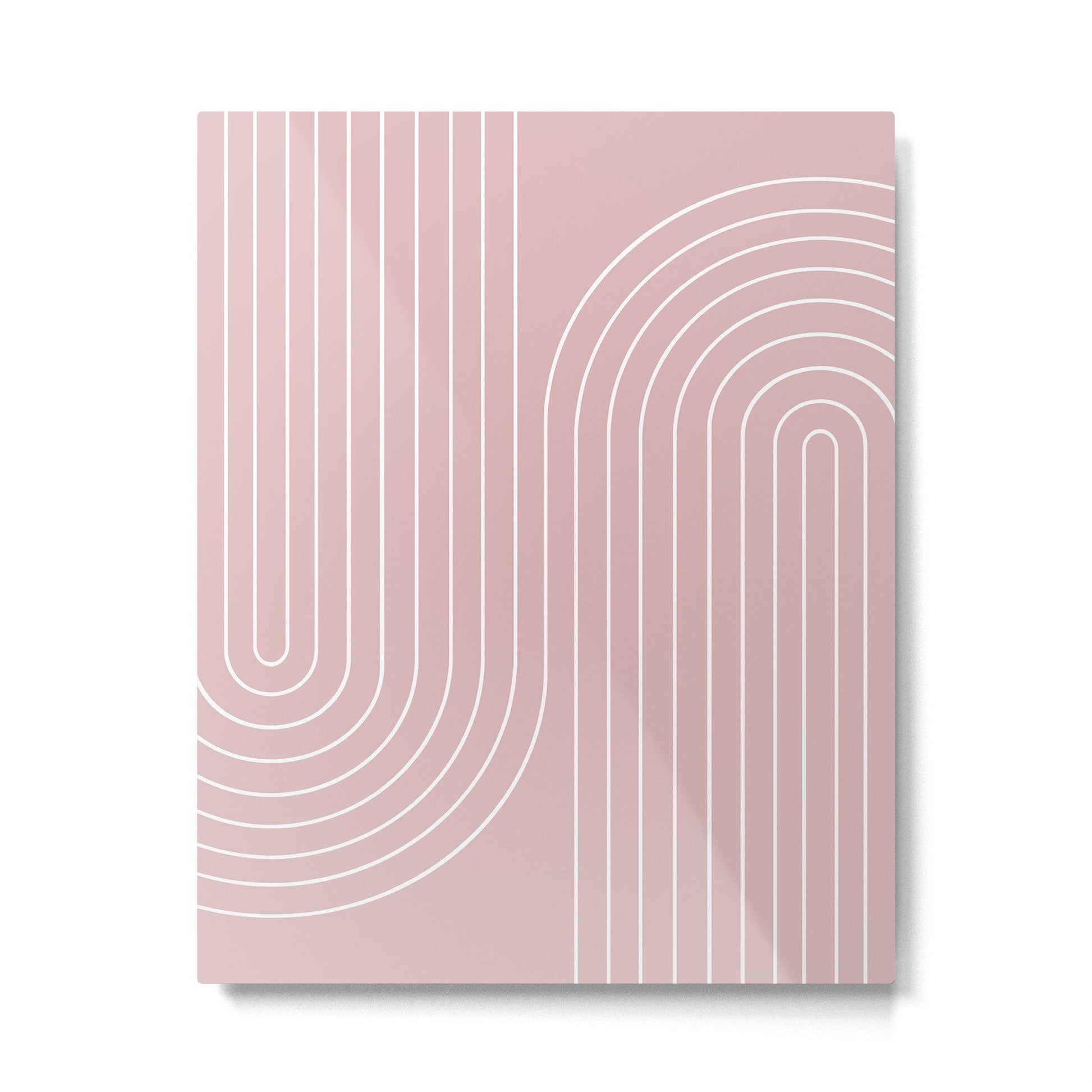 Minimal Line Curvature LXX Blush Pink Mid Century Modern Arch Abstract Metal Print | TeksDecor