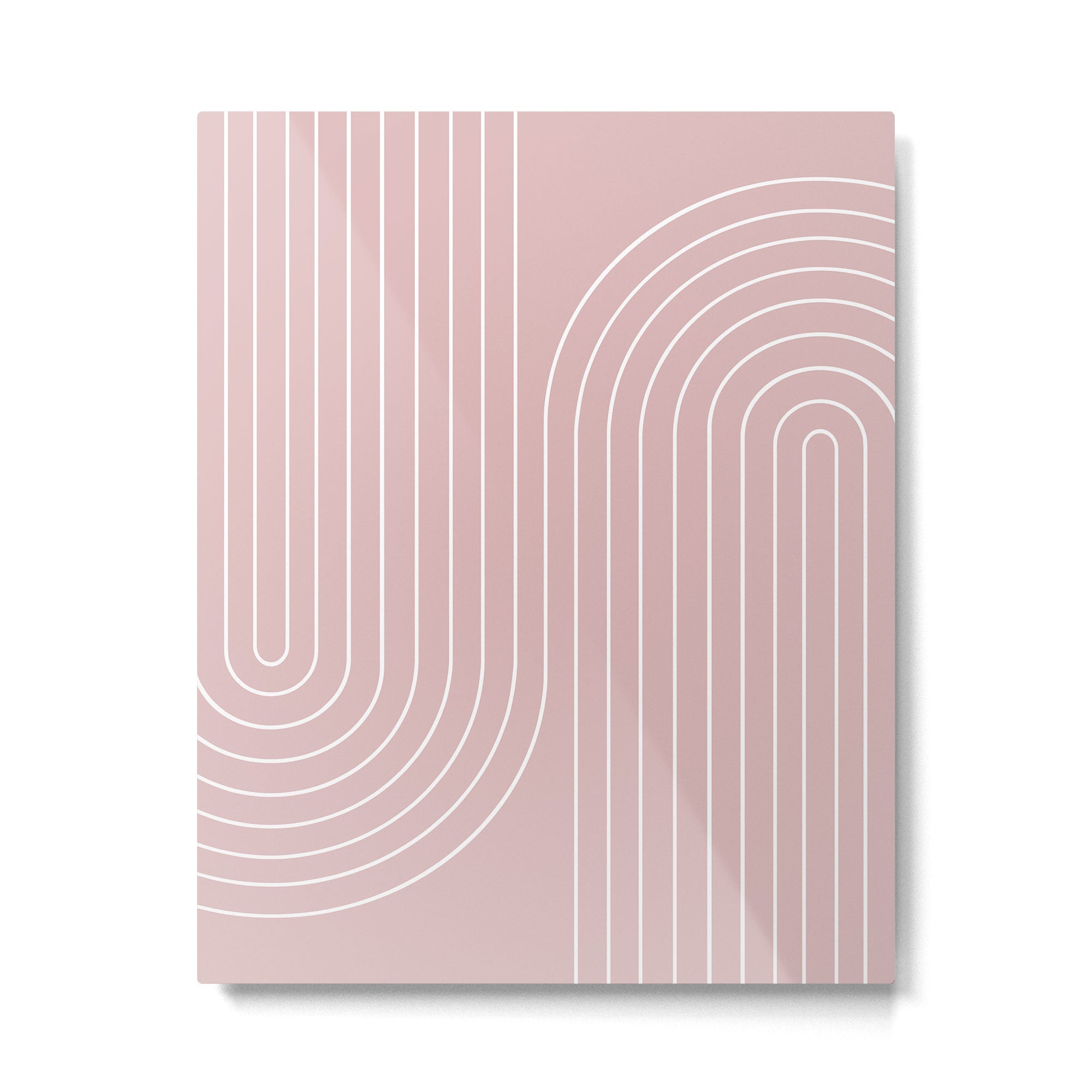 Minimal Line Curvature LXX Blush Pink Mid Century Modern Arch Abstract Metal Print | TeksDecor