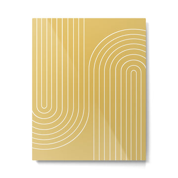 Minimal Line Curvature LXXIII Sunshine Yellow Mid Century Modern Arch Abstract Metal Print | TeksDecor