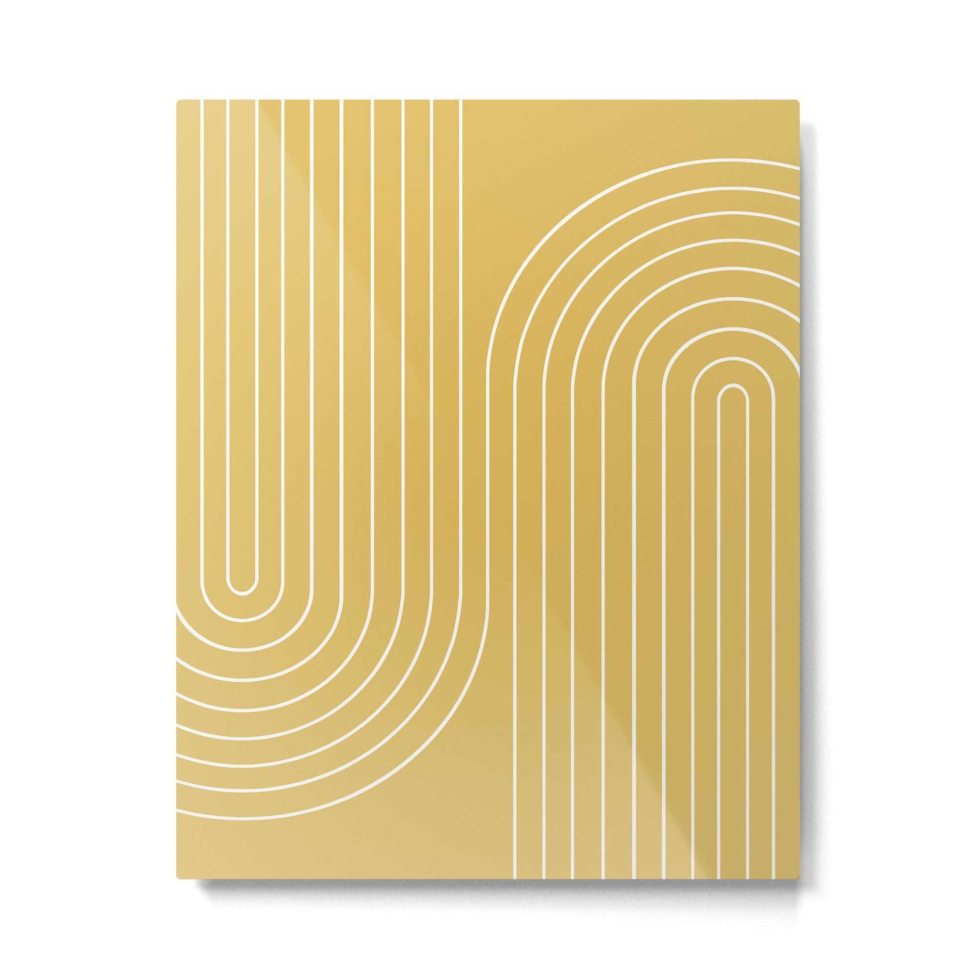 Minimal Line Curvature LXXIII Sunshine Yellow Mid Century Modern Arch Abstract Metal Print | TeksDecor