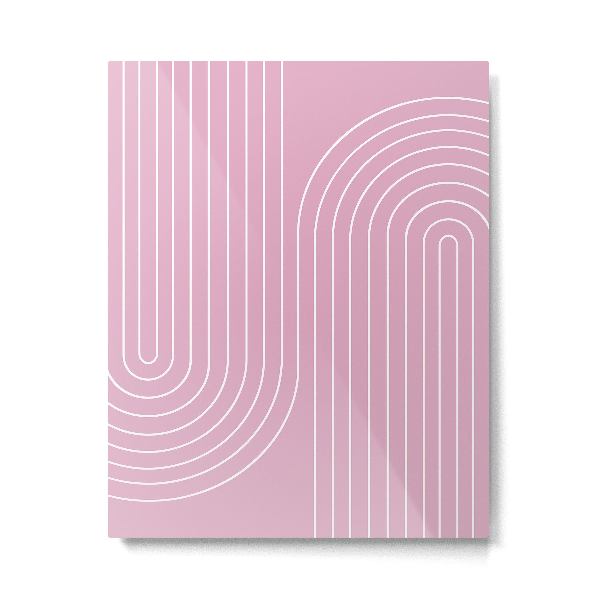 Minimal Line Curvature LXXVI Blush Pink Mid Century Modern Arch Abstract Metal Print | TeksDecor