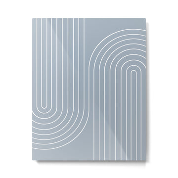 Minimal Line Curvature LXXVII Natural Blue Mid Century Modern Arch Abstract Metal Print | TeksDecor