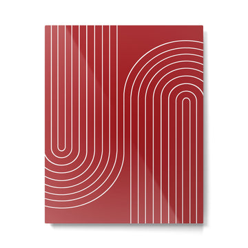 Minimal Line Curvature LXXX Ruby Red Mid Century Modern Arch Abstract Metal Print | TeksDecor