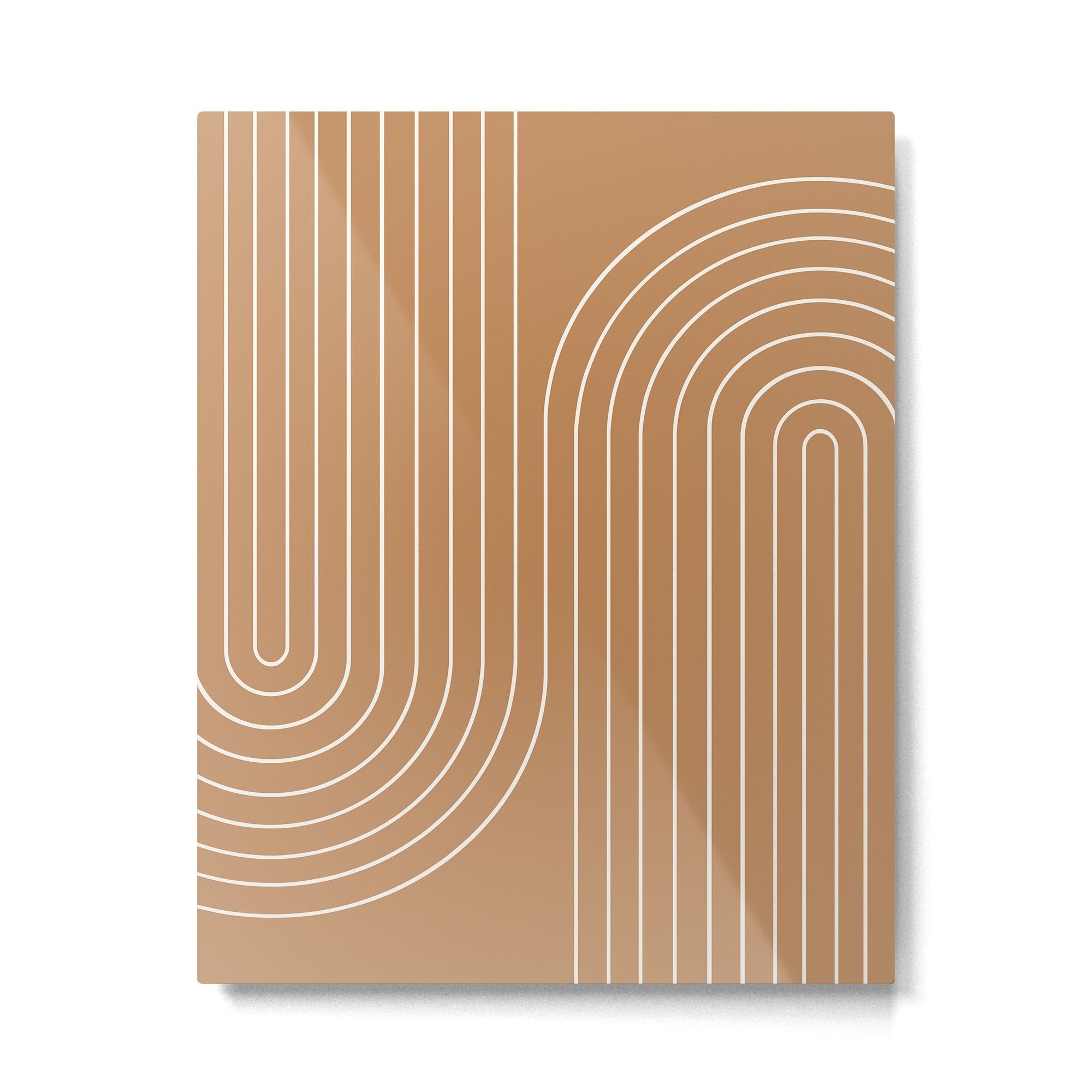 Minimal Line Curvature LXXXI Peach Orange Mid Century Modern Arch Abstract Metal Print | TeksDecor