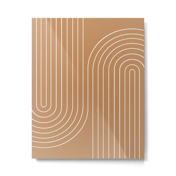 Minimal Line Curvature LXXXI Peach Orange Mid Century Modern Arch Abstract Metal Print | TeksDecor