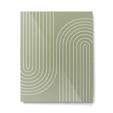 Minimal Line Curvature LXXXII Earthy Sage Green Mid Century Modern Arch Abstract Metal Print | TeksDecor
