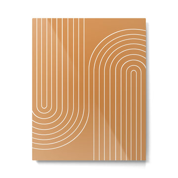 Minimal Line Curvature LXXXIII 70s Orange Mid Century Modern Arch Abstract Metal Print | TeksDecor