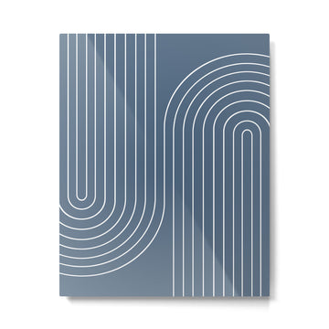 Minimal Line Curvature LXXXIV Nautical Blue Mid Century Modern Arch Abstract Metal Print | TeksDecor