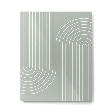 Minimal Line Curvature LXXXIX Pastel Sage Green Mid Century Modern Arch Abstract Metal Print | TeksDecor
