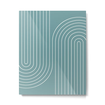 Minimal Line Curvature LXXXVI Beachy Teal Mid Century Modern Arch Abstract Metal Print | TeksDecor