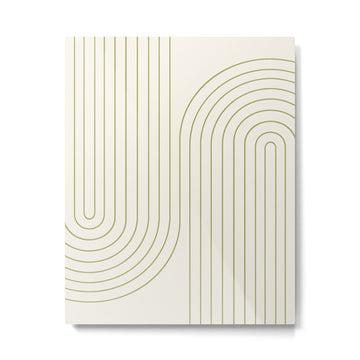 Minimal Line Curvature LXXXVII Creme & Green Mid Century Modern Arch Abstract Metal Print | TeksDecor