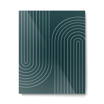Minimal Line Curvature XCII Dark Teal Green Mid Century Modern Arch Abstract Metal Print | TeksDecor
