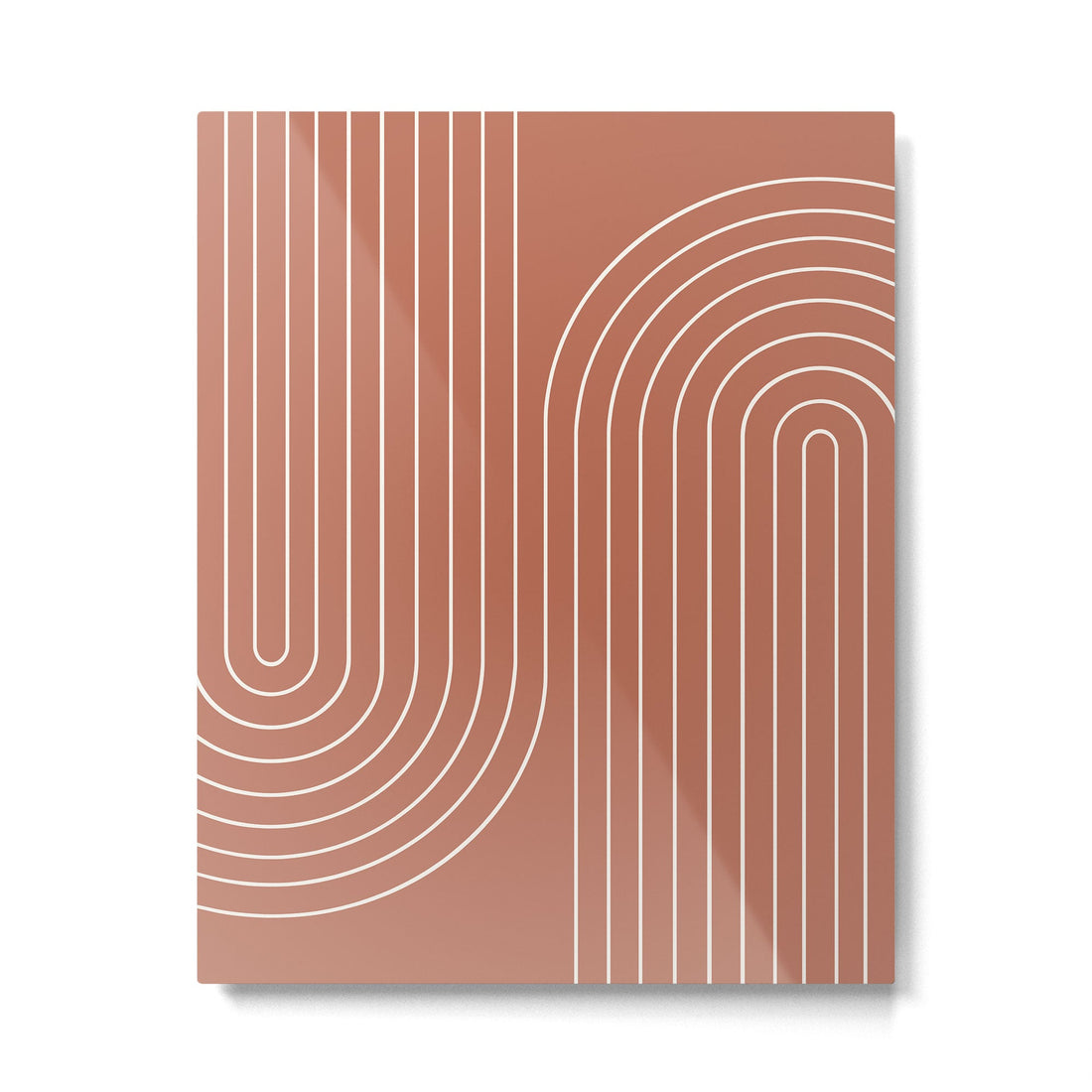 Minimal Line Curvature XCIV Coral Red Mid Century Modern Arch Abstract Metal Print | TeksDecor