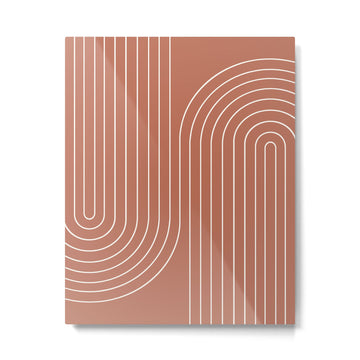 Minimal Line Curvature XCIV Coral Red Mid Century Modern Arch Abstract Metal Print | TeksDecor