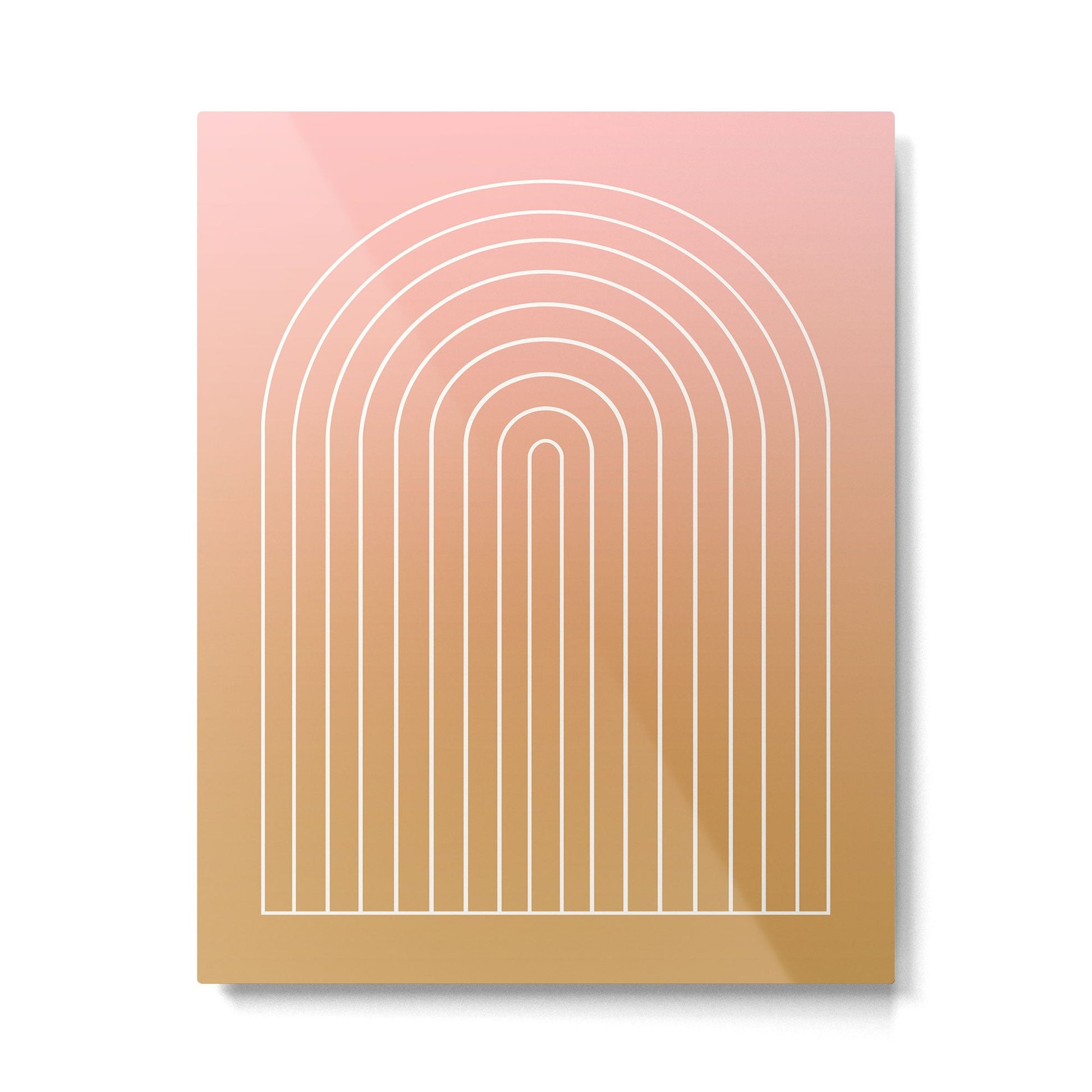 Ombre Arch XIII Pastel Sunset Gradient Modern Geometric Lines Metal Print | TeksDecor