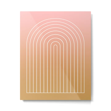 Ombre Arch XIII Pastel Sunset Gradient Modern Geometric Lines Metal Print | TeksDecor