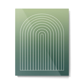 Ombre Arch XIV Green Gradient Modern Geometric Lines Metal Print | TeksDecor