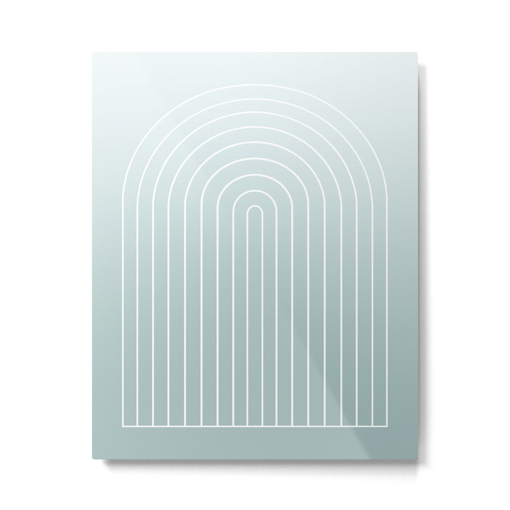 Ombre Arch XVII Natural Teal Gradient Modern Geometric Lines Metal Print | TeksDecor