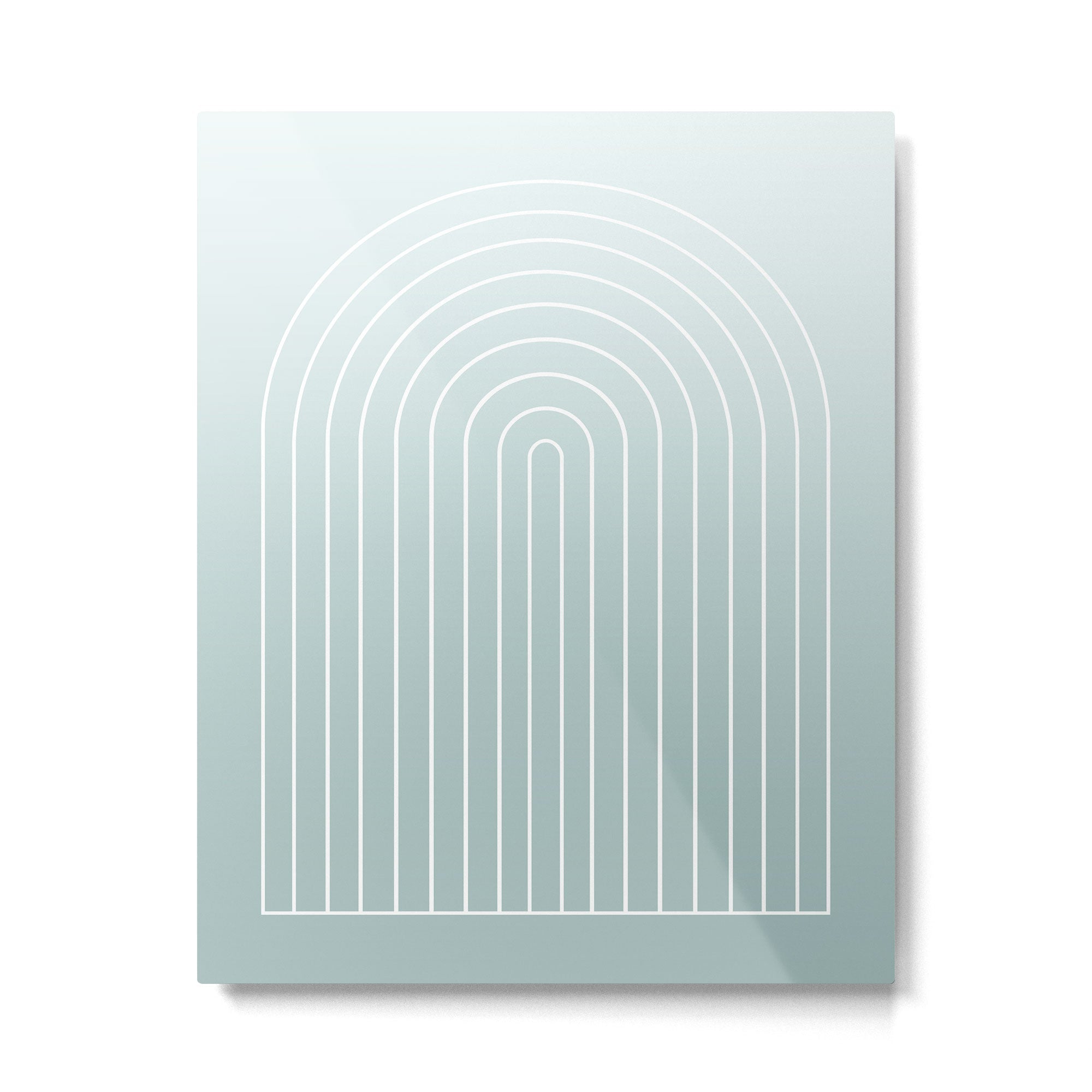 Ombre Arch XVII Natural Teal Gradient Modern Geometric Lines Metal Print | TeksDecor