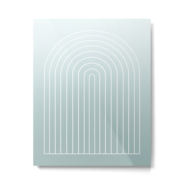 Ombre Arch XVII Natural Teal Gradient Modern Geometric Lines Metal Print | TeksDecor