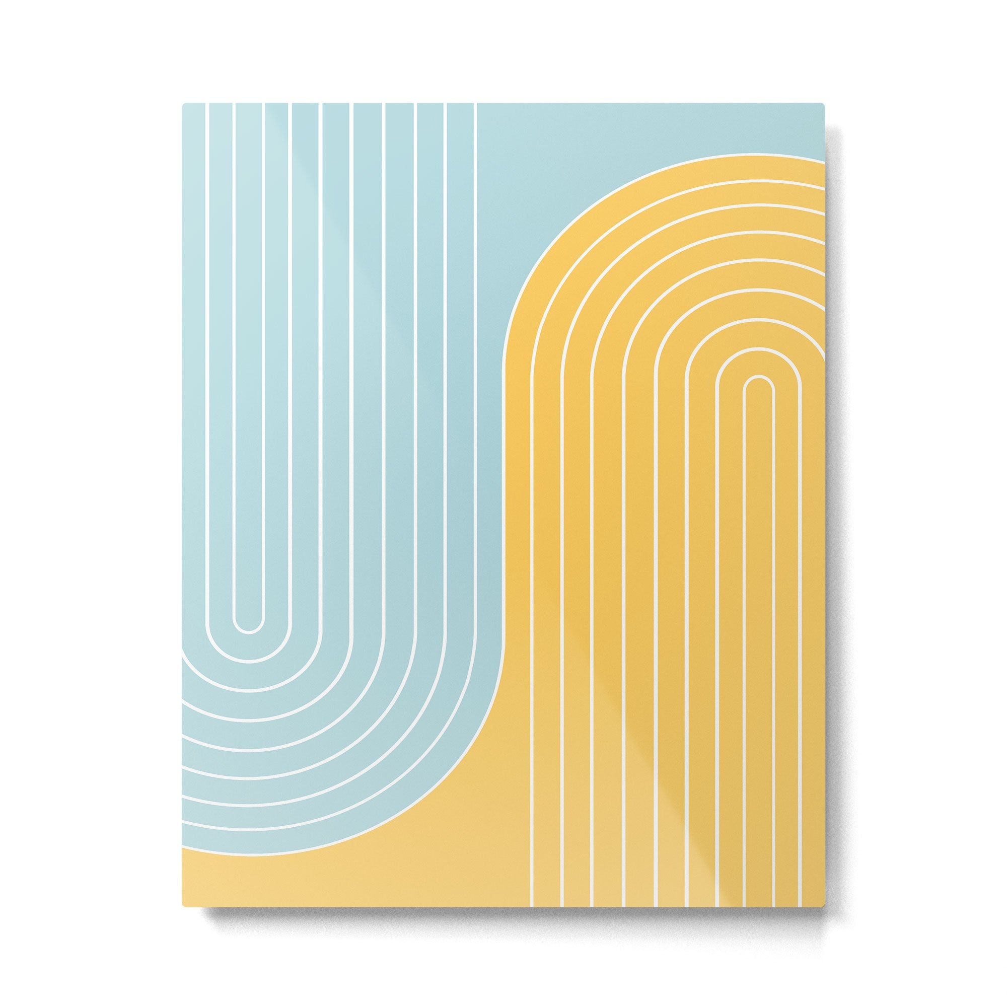 Two Tone Line Curvature II Metal Print | TeksDecor