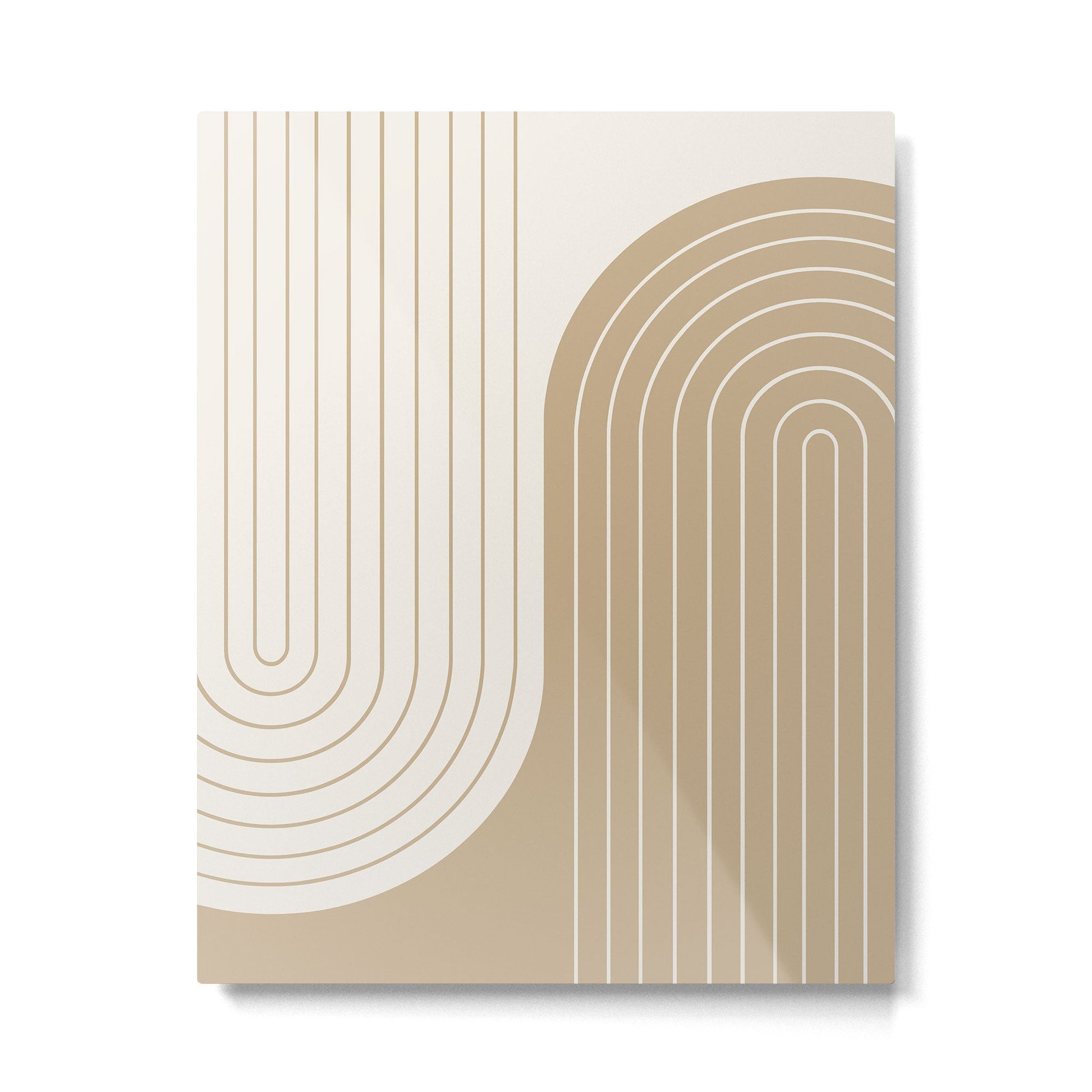 Two Tone Line Curvature LXV Earthy Boho Modern Arch Abstract Metal Print | TeksDecor