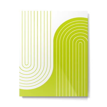 Two Tone Line Curvature LXXVII Lime Green Modern Arch Abstract Metal Print | TeksDecor