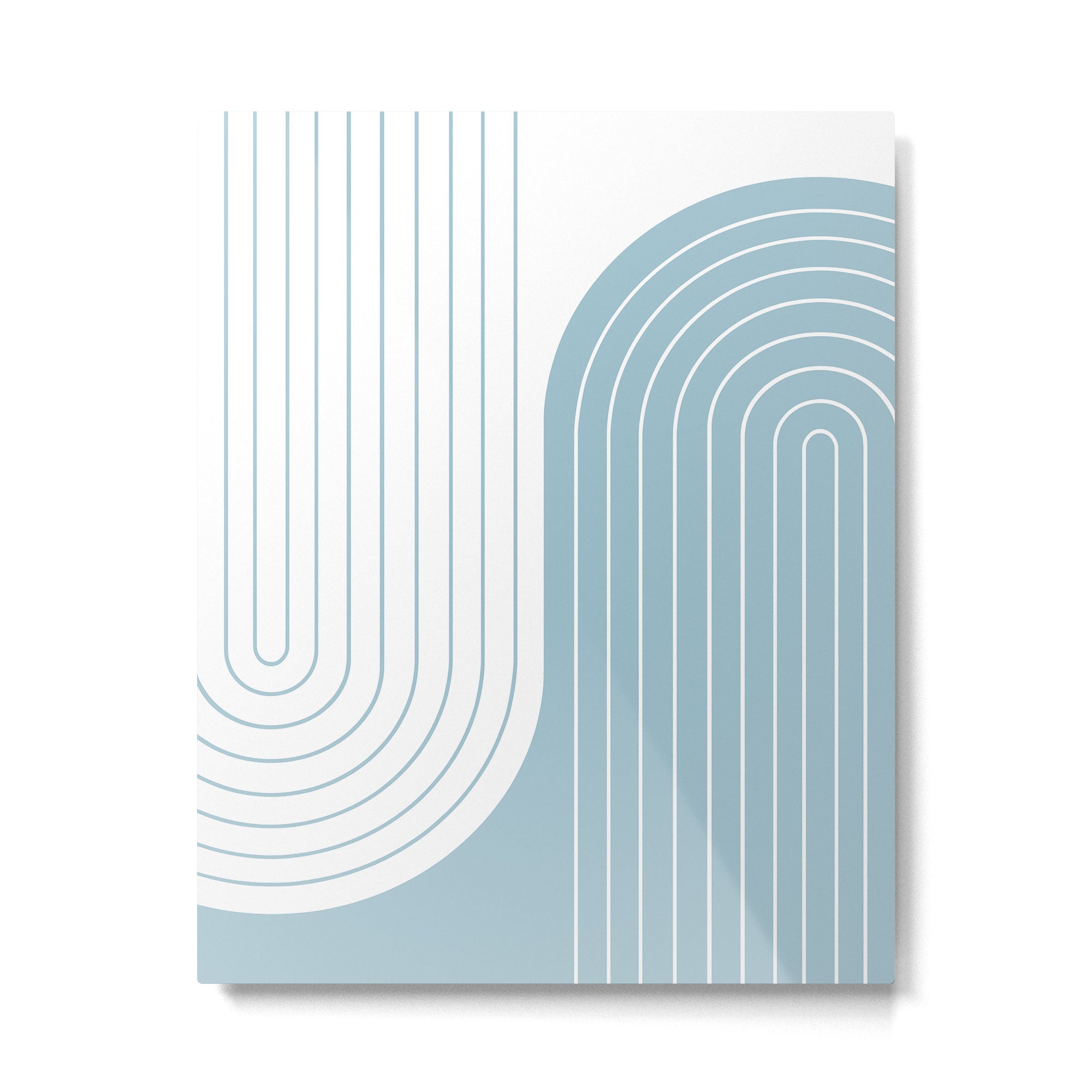 Two Tone Line Curvature XV Sky Blue Modern Arch Abstract Metal Print | TeksDecor