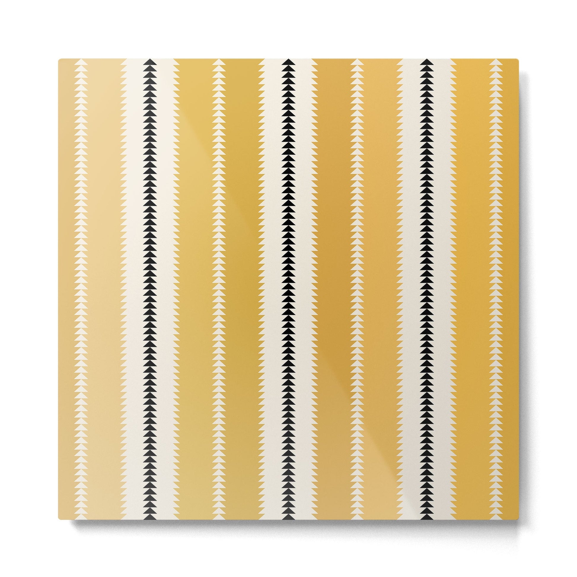 Western Stripes V Golden Yellow Metal Print | TeksDecor