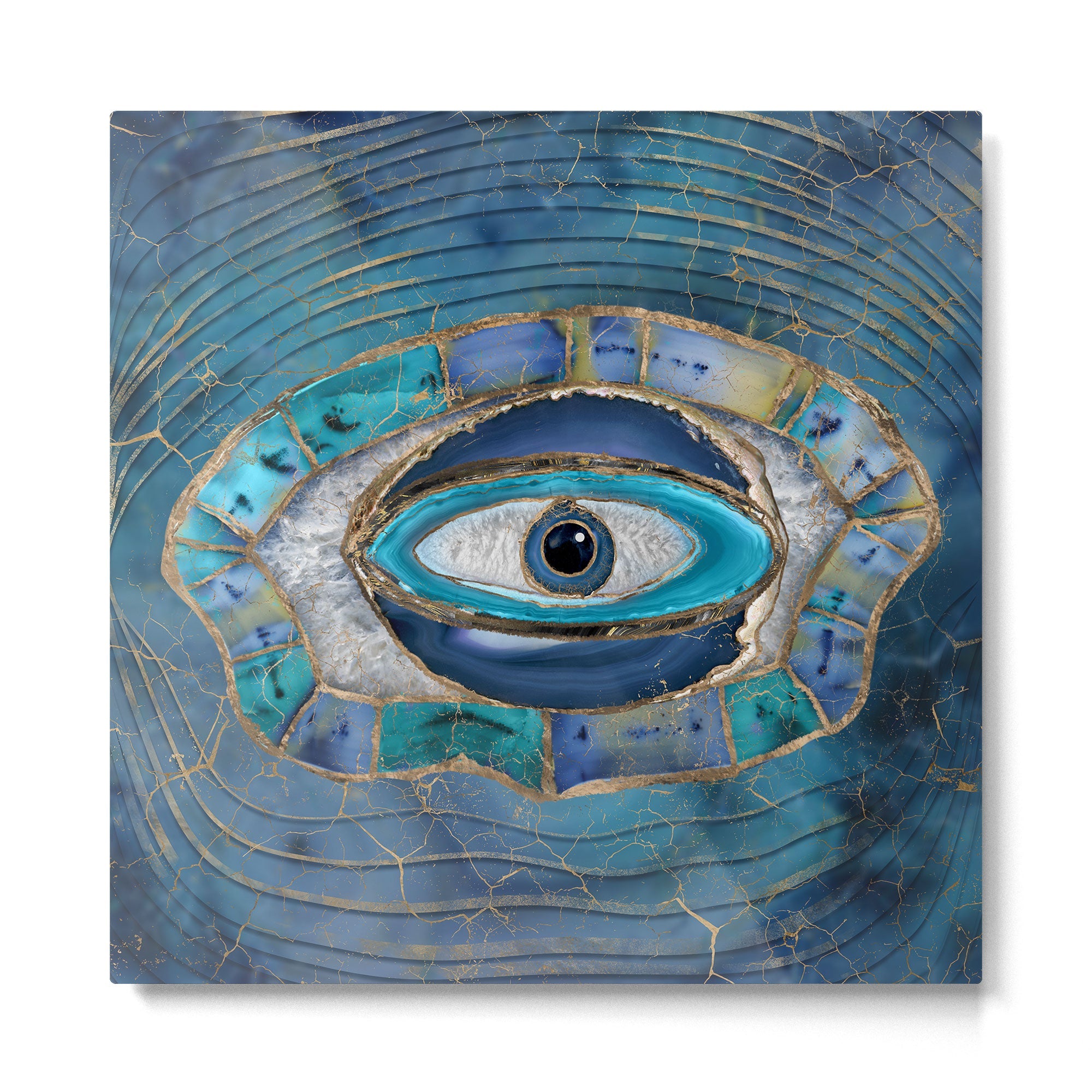 Evil Eye Amulet Agate and gold Metal Print | TeksDecor