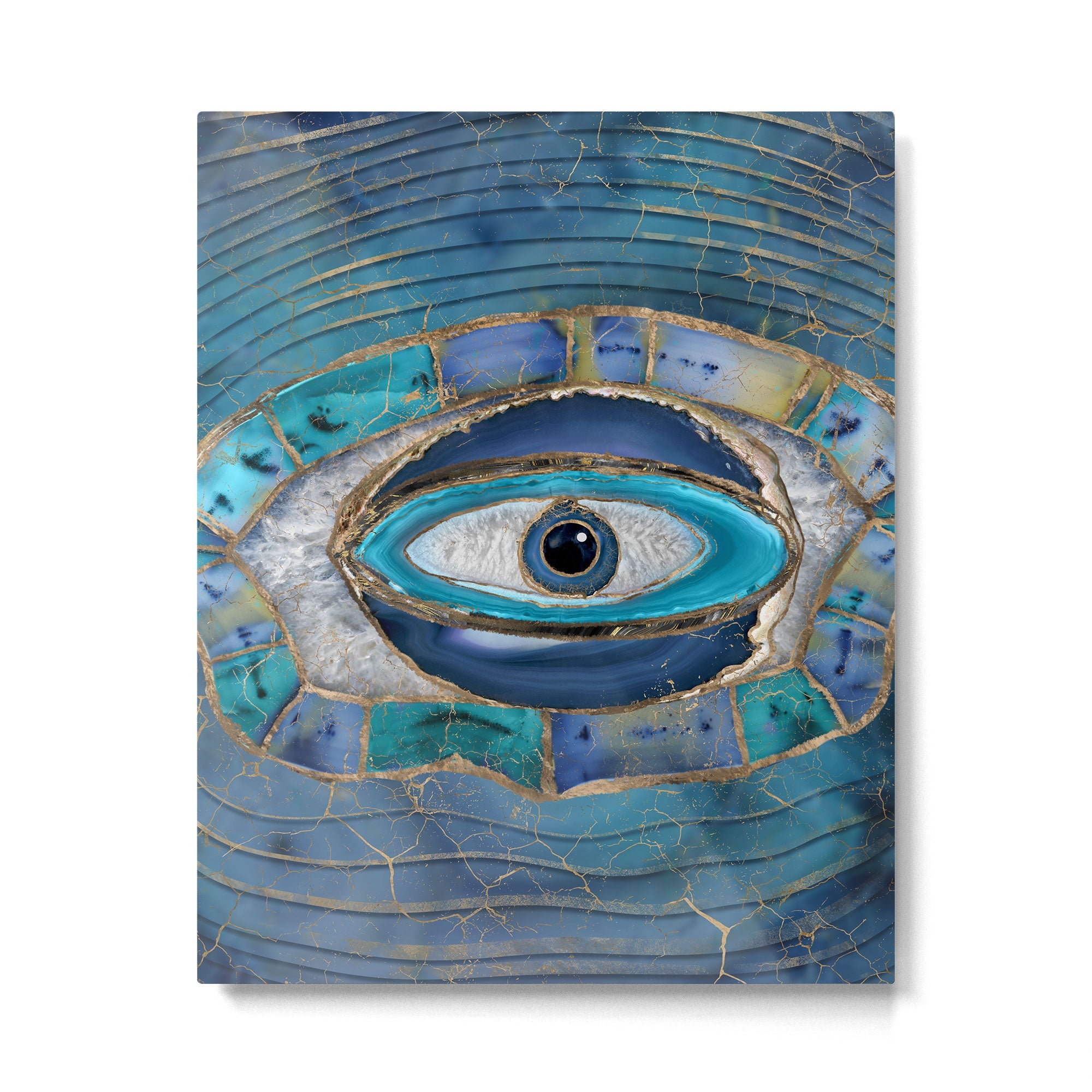 Evil Eye Amulet Agate and gold Metal Print | TeksDecor