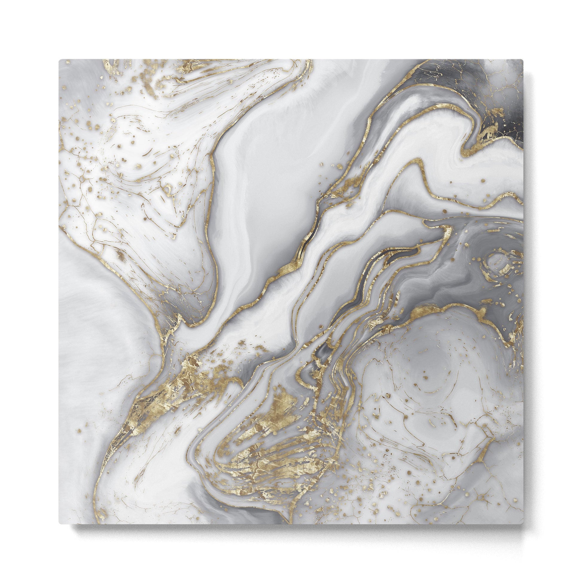 Grey liquid marble - pearl and gold Metal Print | TeksDecor