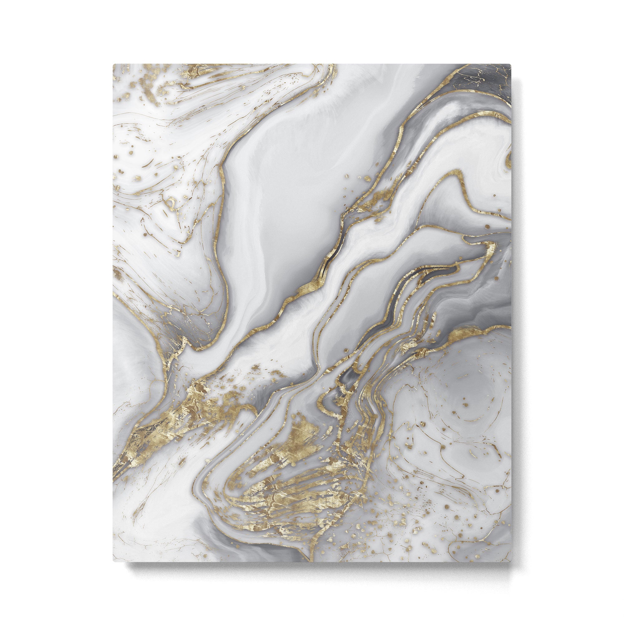 Grey liquid marble - pearl and gold Metal Print | TeksDecor