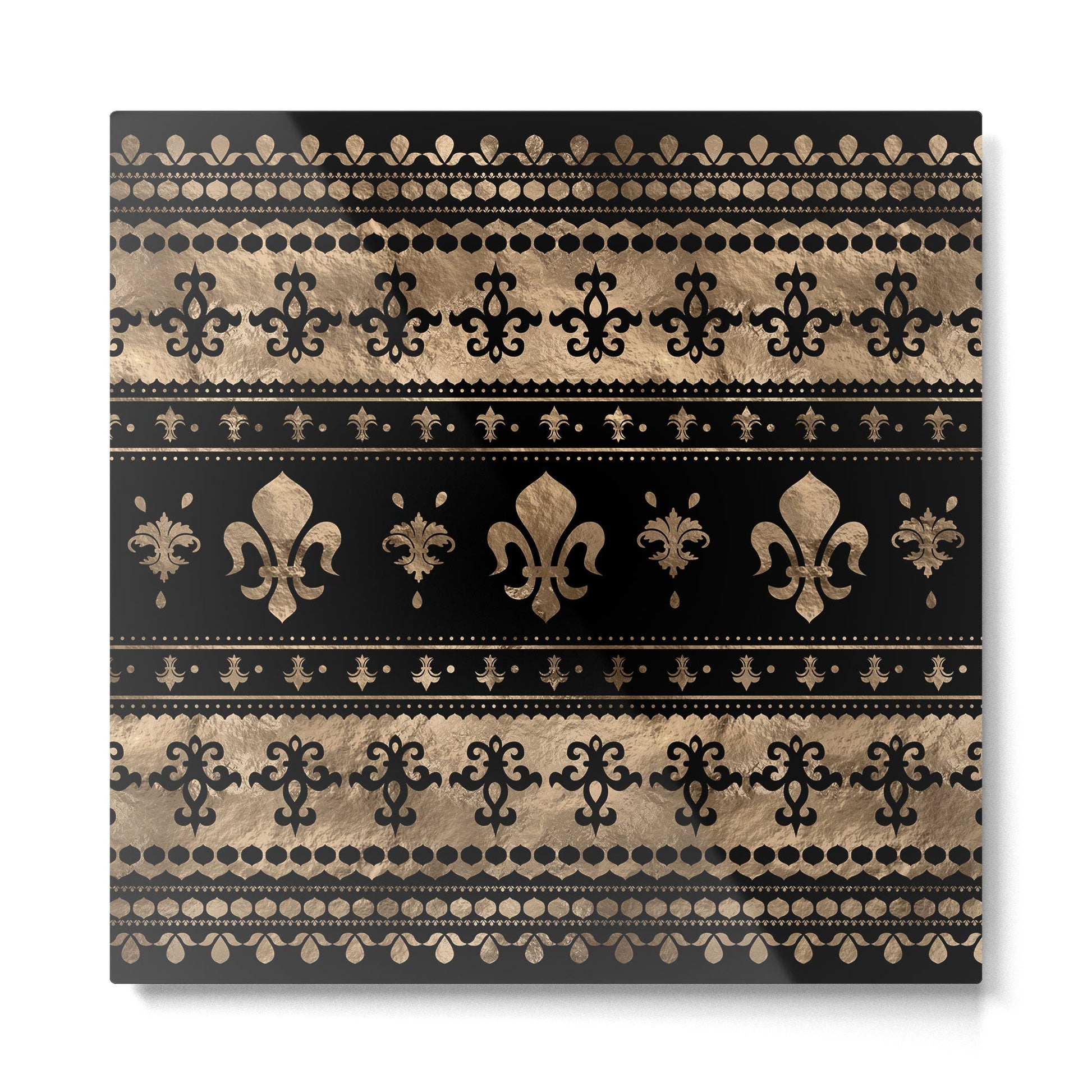 Luxury black and gold Fleur-de-lis ornament  Metal Print | TeksDecor
