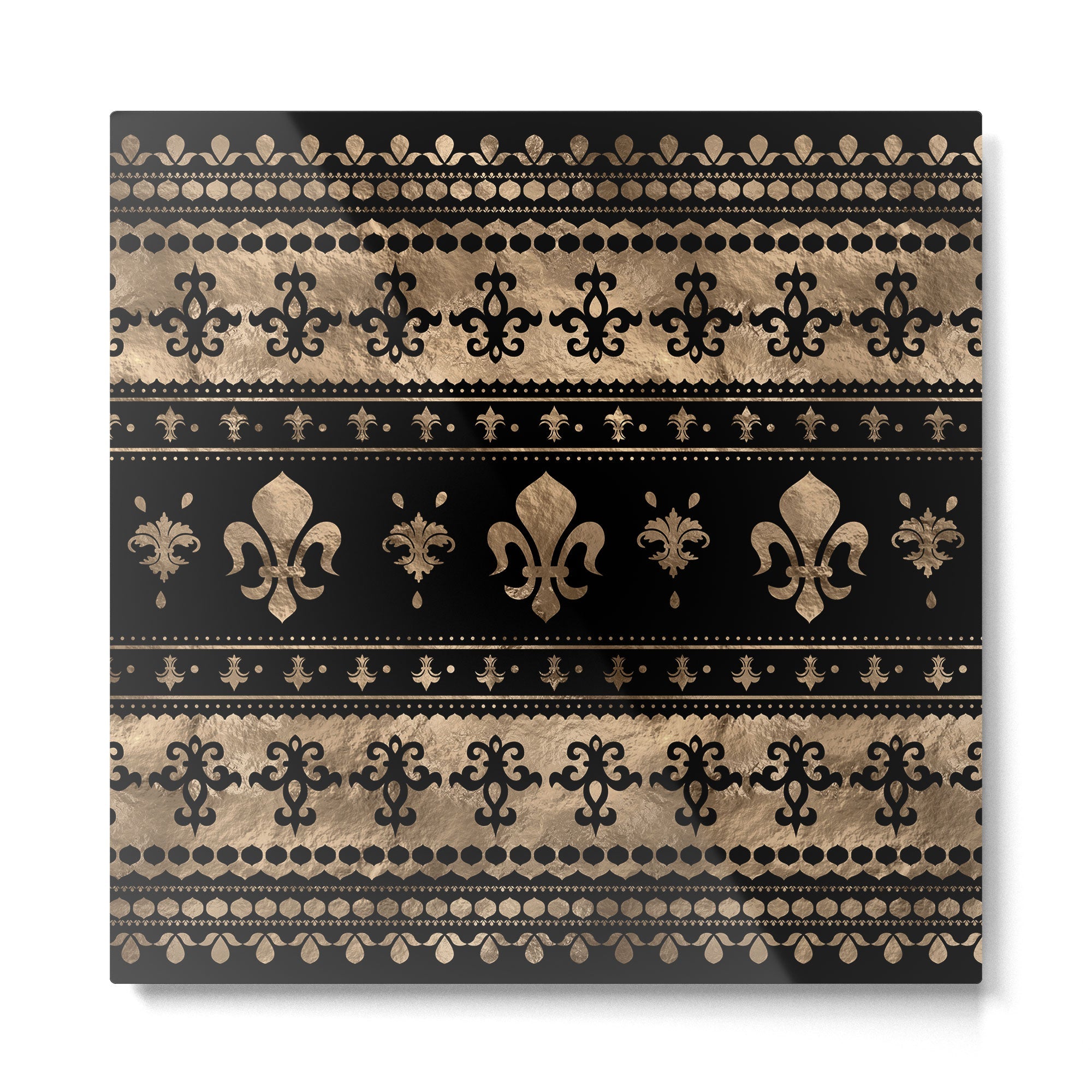 Luxury black and gold Fleur-de-lis ornament  Metal Print | TeksDecor