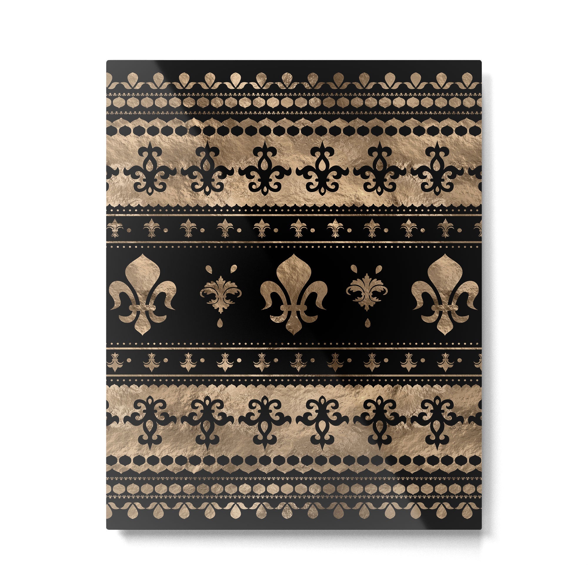 Luxury black and gold Fleur-de-lis ornament  Metal Print | TeksDecor