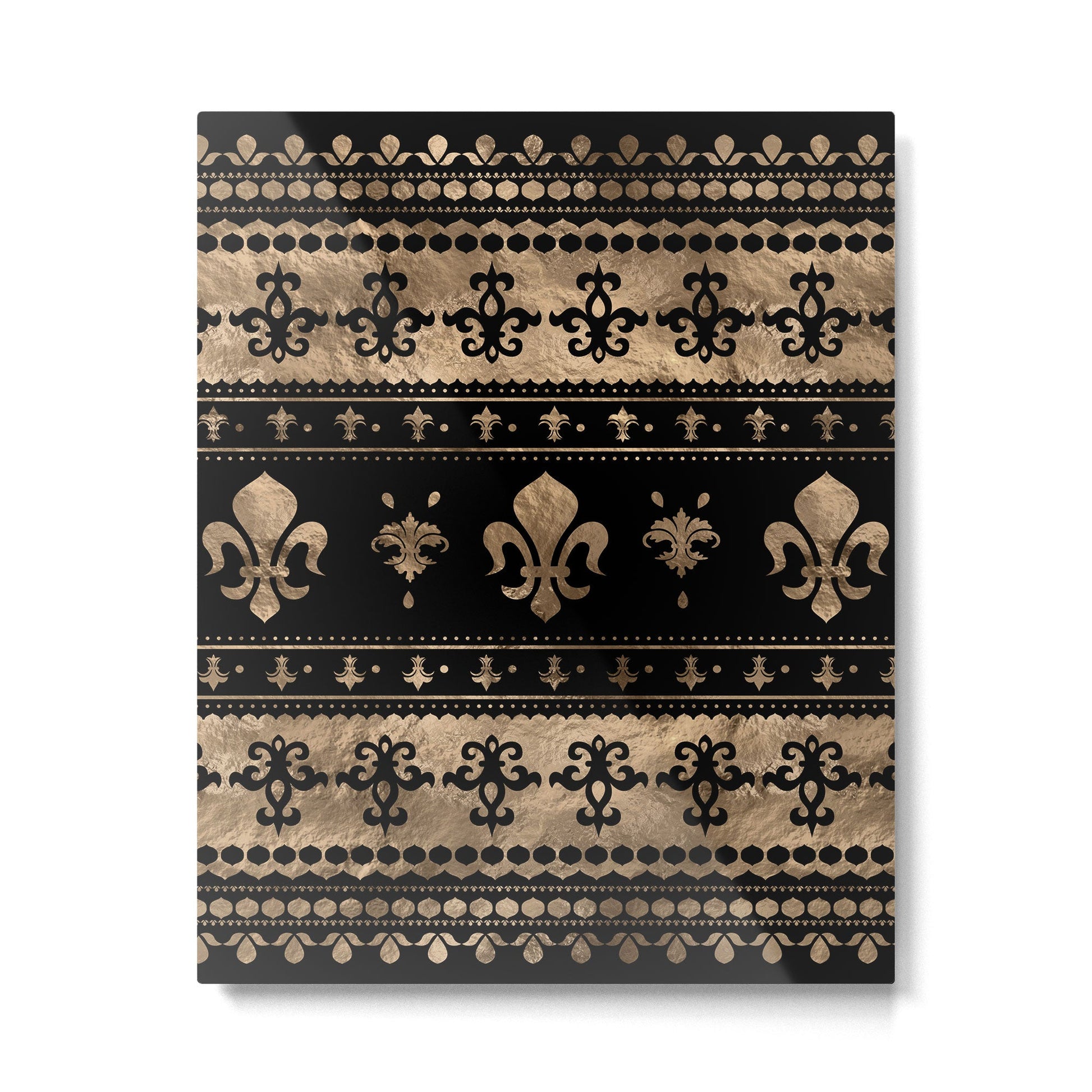 Luxury black and gold Fleur-de-lis ornament  Metal Print | TeksDecor