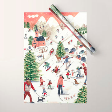 Skiing in snow mountains Wrapping Paper