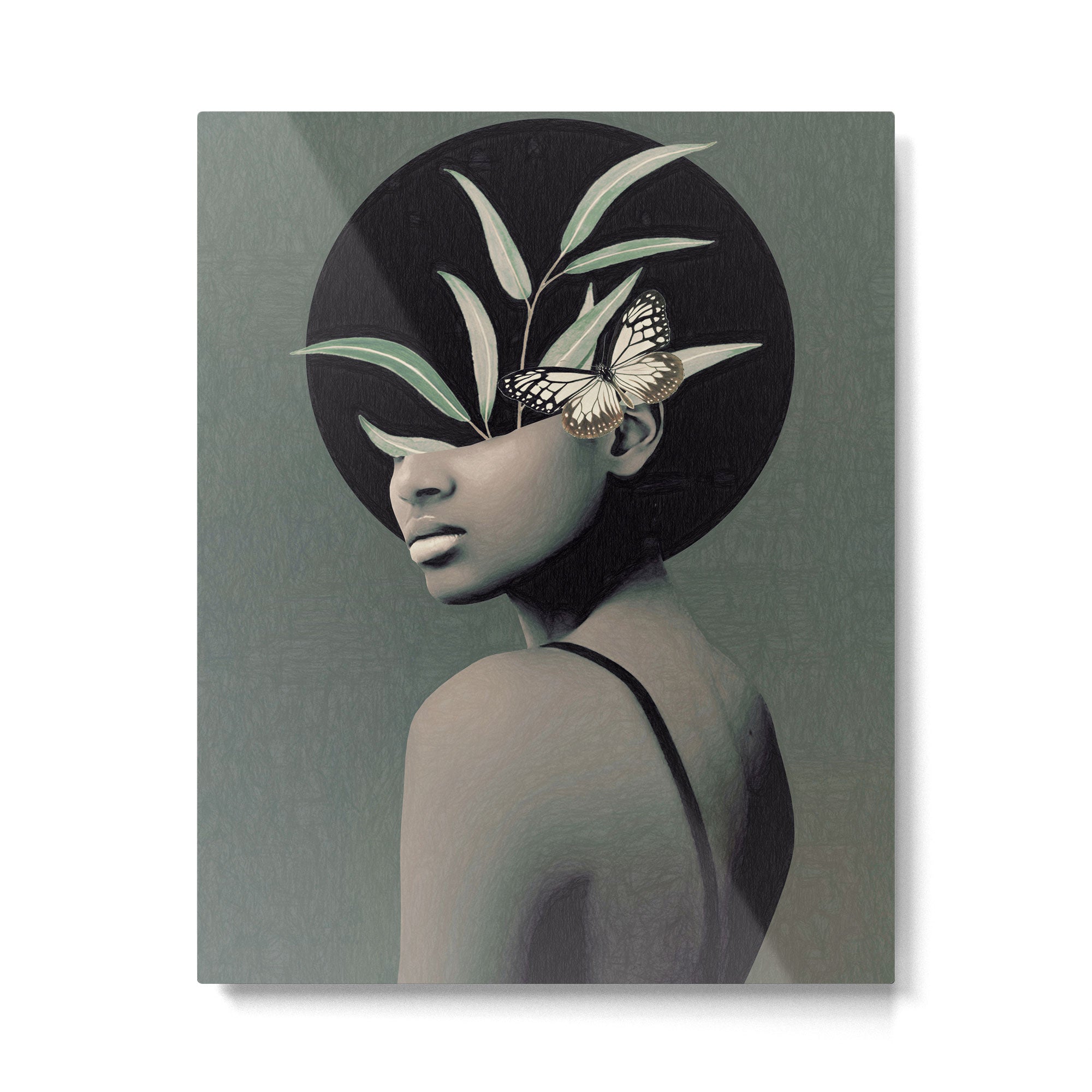 Lady With Butterfly  Metal Print | TeksDecor
