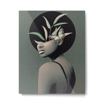 Lady With Butterfly  Metal Print | TeksDecor