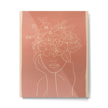 WOMAN WITH FLOWERS 7 Line Art 2 Metal Print | TeksDecor