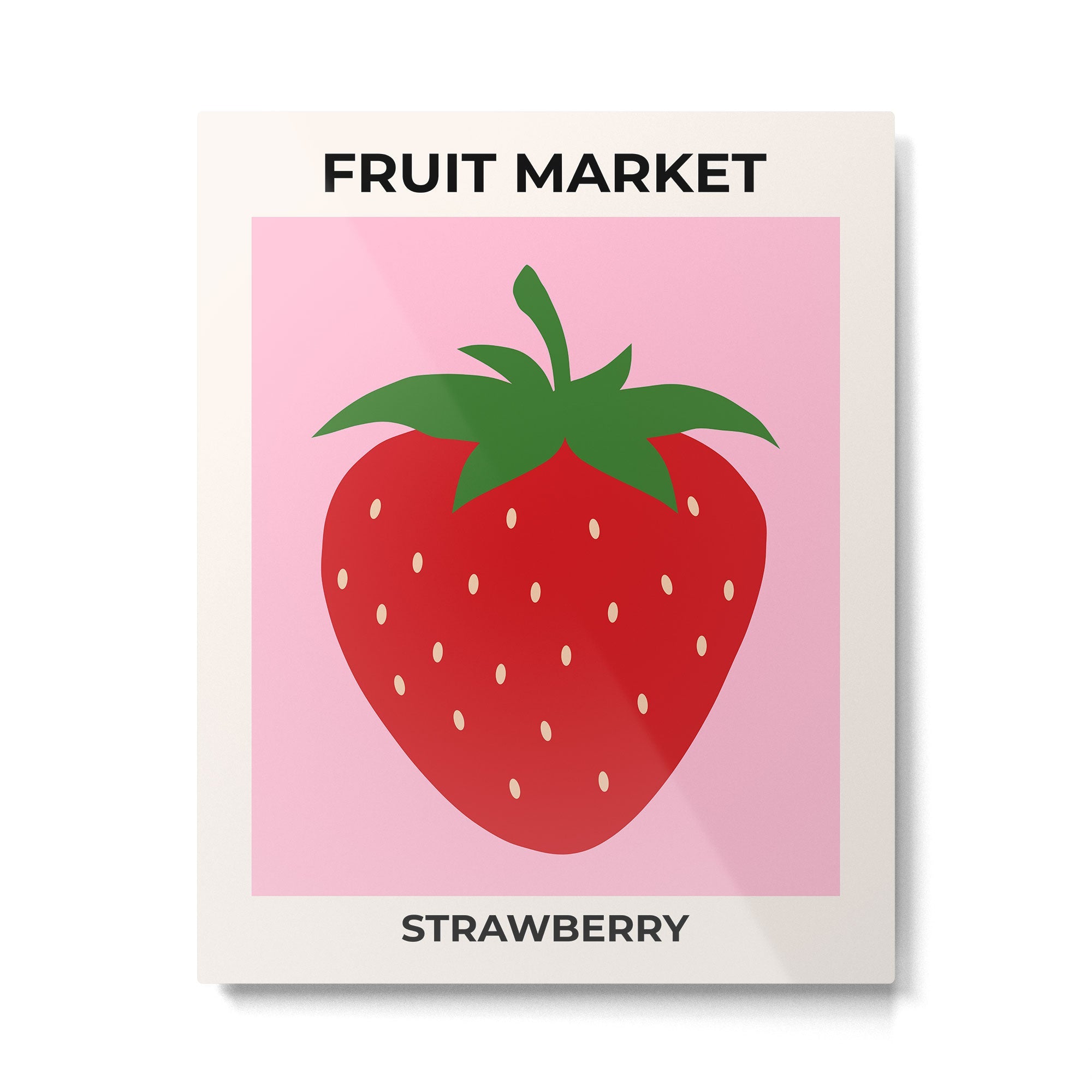 Fruit Market Print Pink Strawberry Print Fruit Art Modern Decor Food Art Abstract Metal Print | TeksDecor