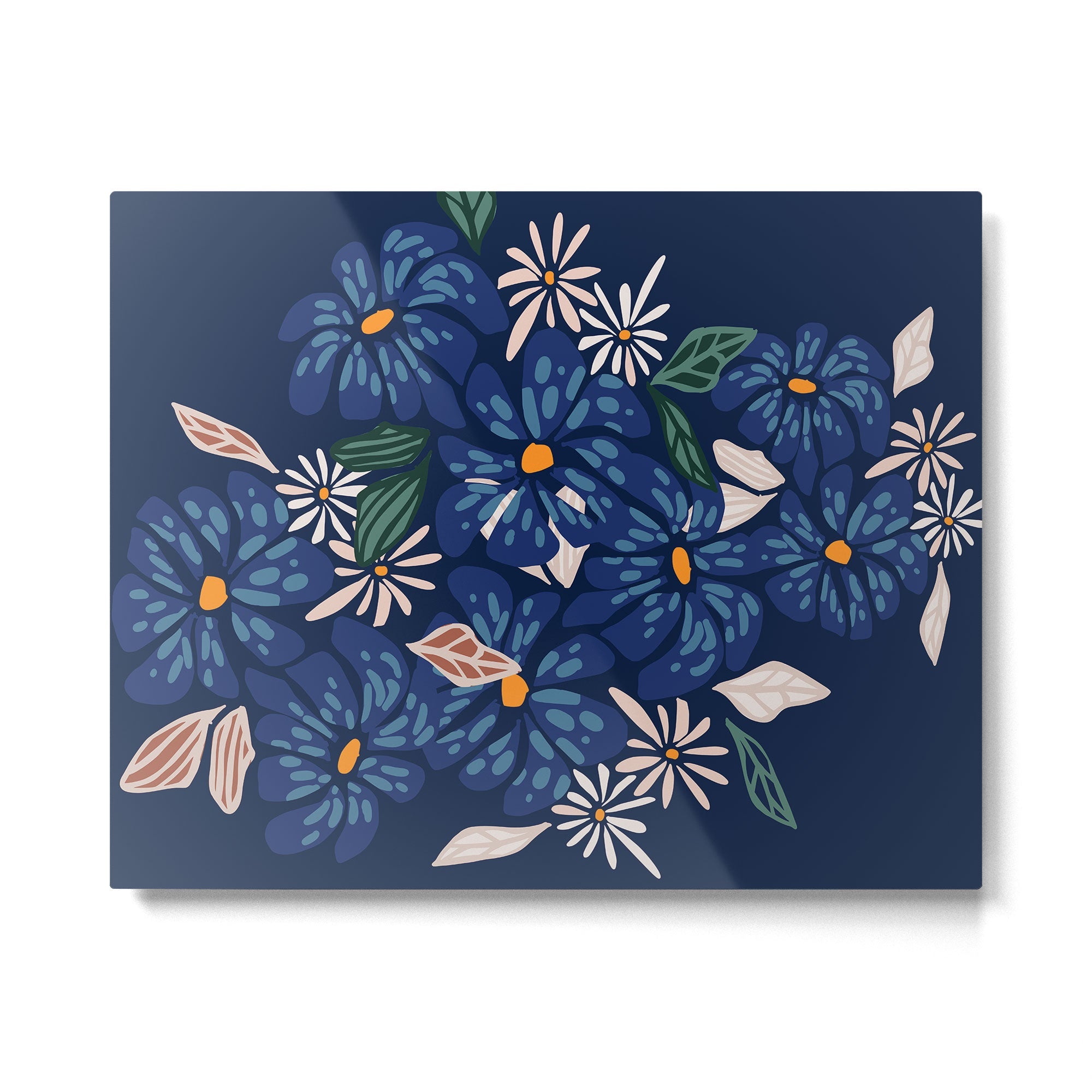 Floral abundance Blue Metal Print | TeksDecor