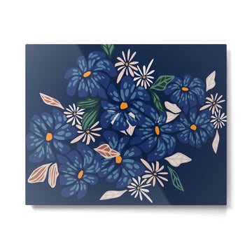 Floral abundance Blue Metal Print | TeksDecor