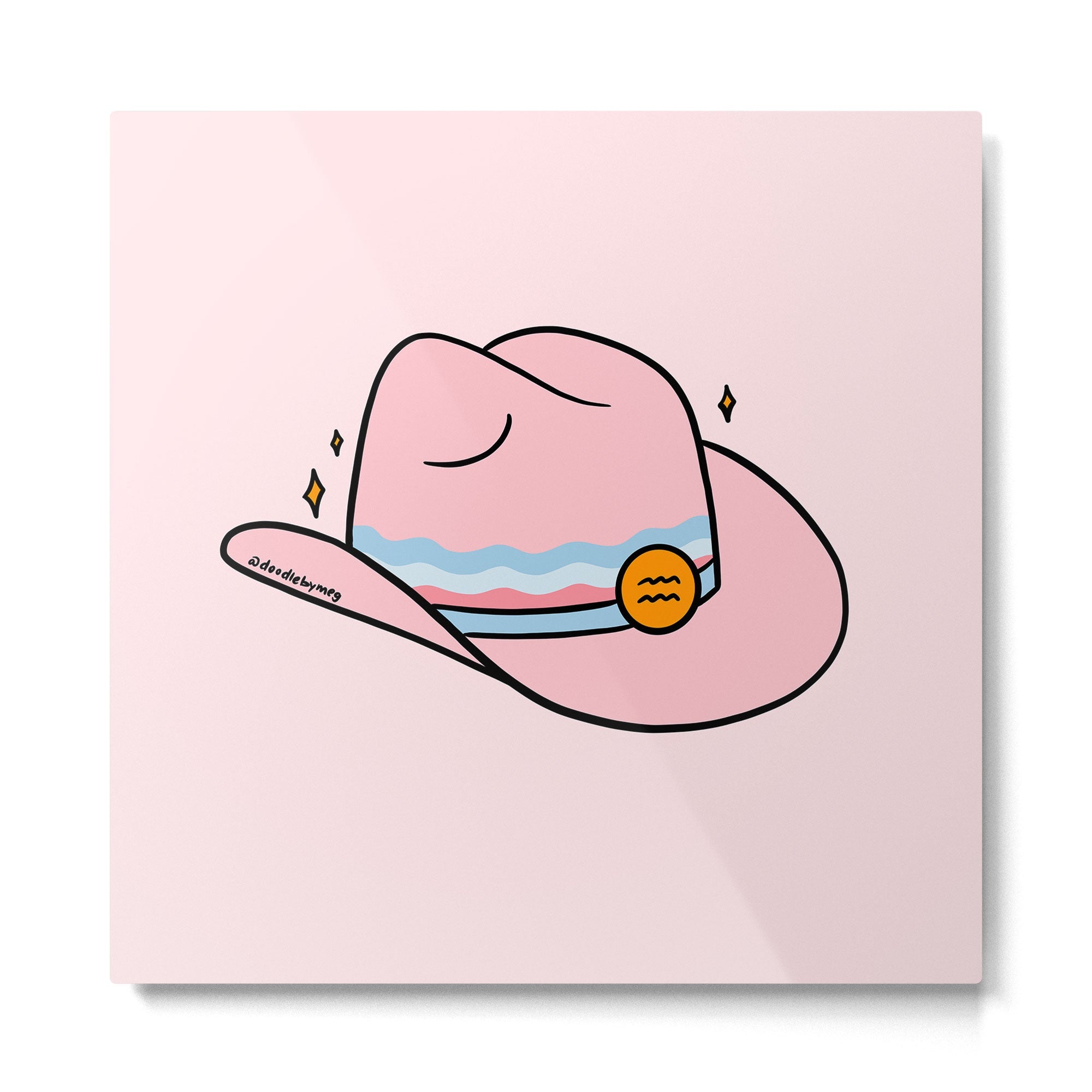Aquarius Cowboy Hat Metal Print | TeksDecor