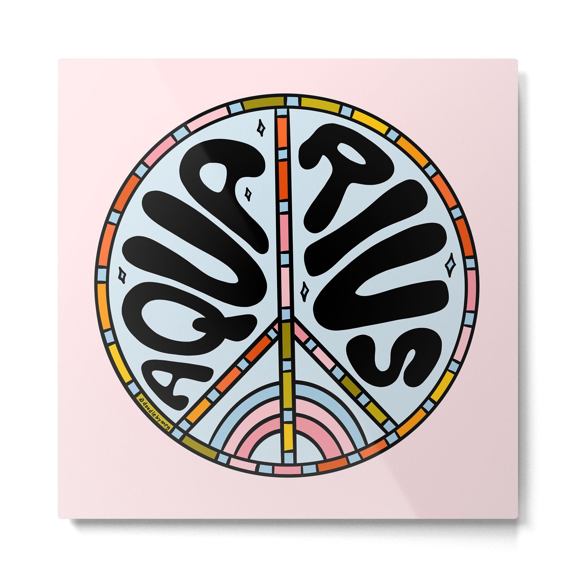 Aquarius Peace Sign Metal Print | TeksDecor