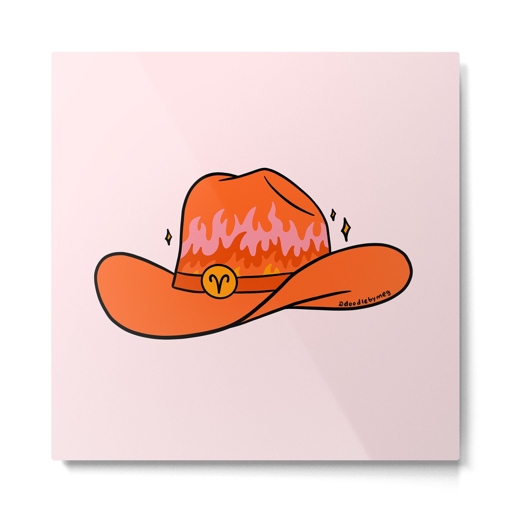 Aries Cowboy Hat Metal Print | TeksDecor