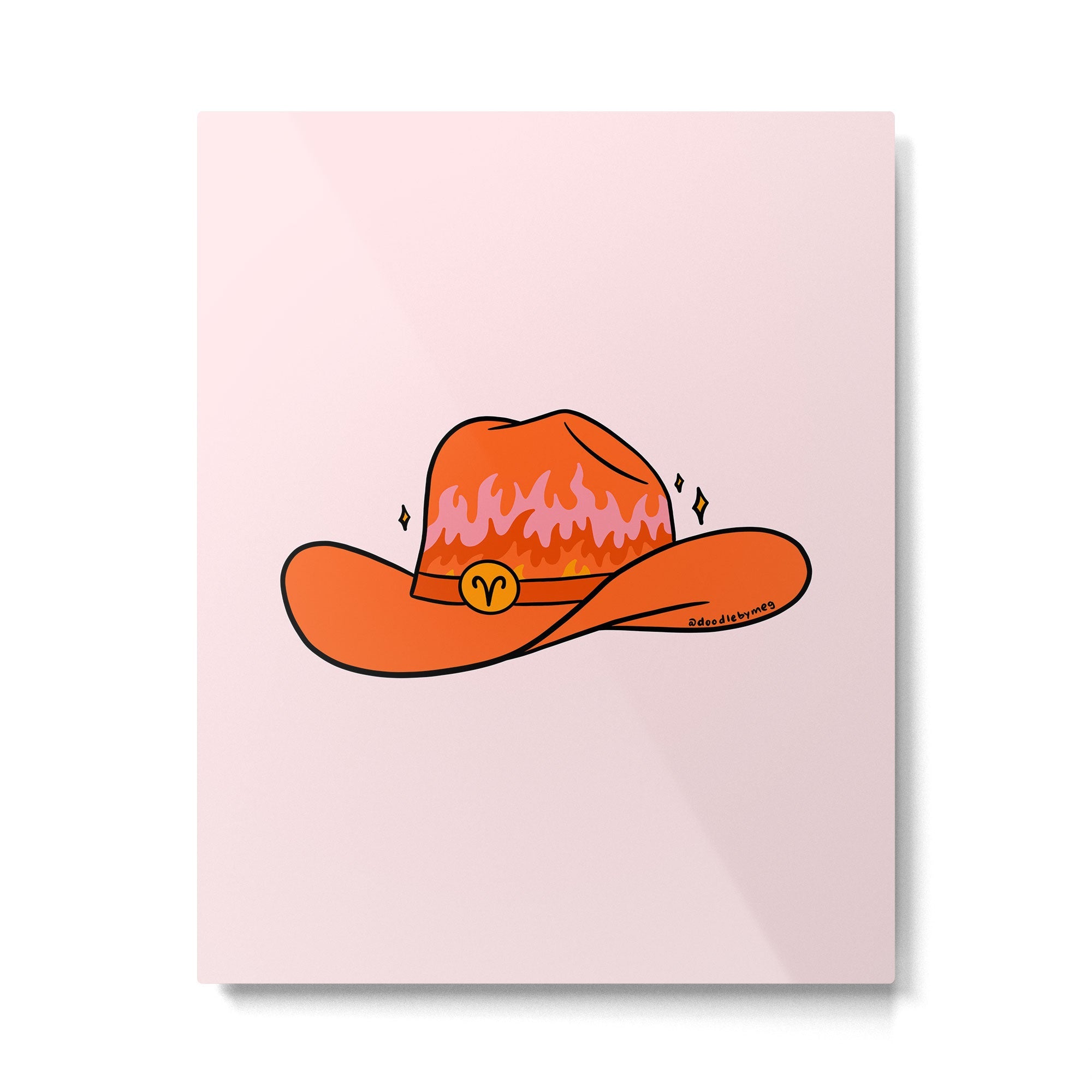 Aries Cowboy Hat Metal Print | TeksDecor