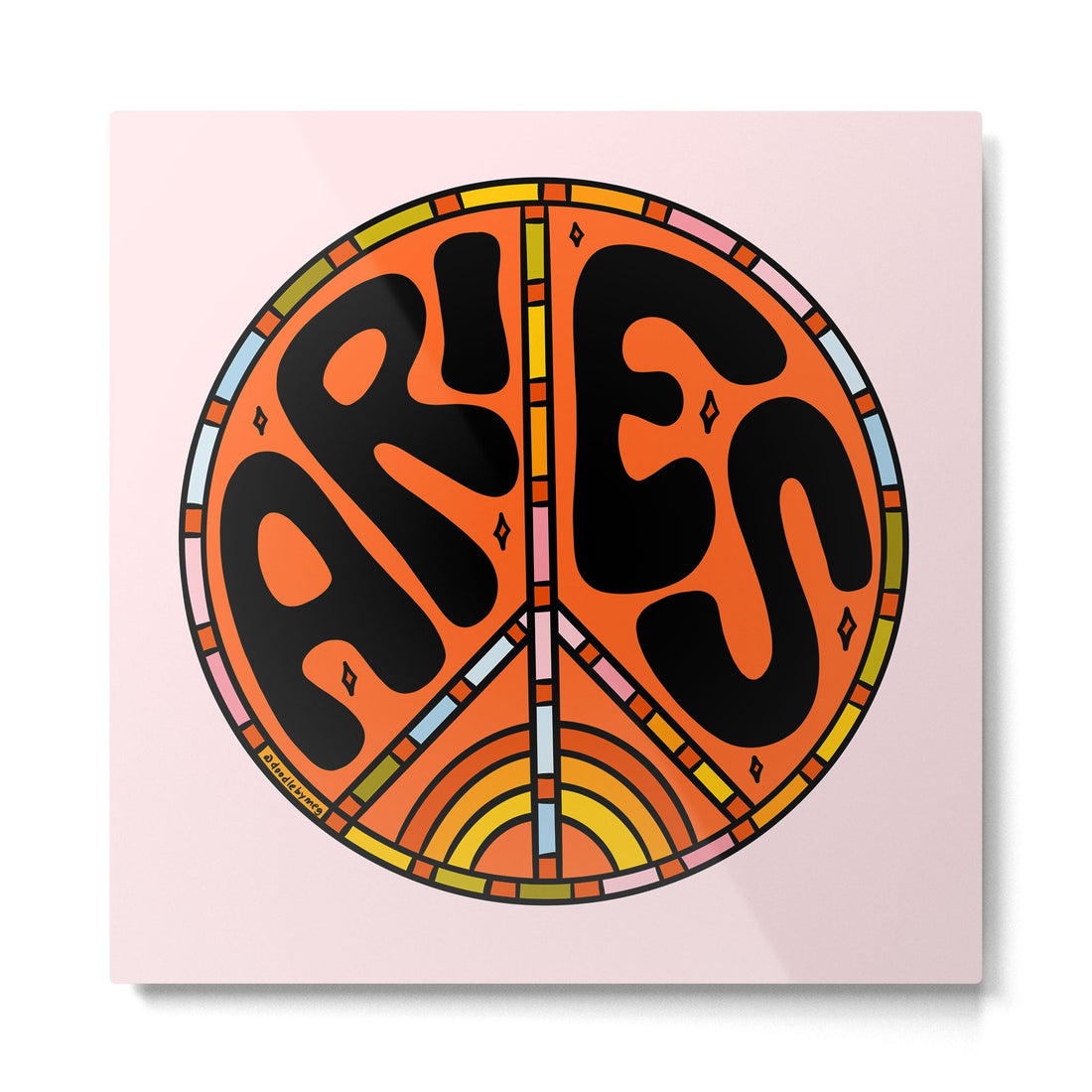 Aries Peace Sign Metal Print | TeksDecor