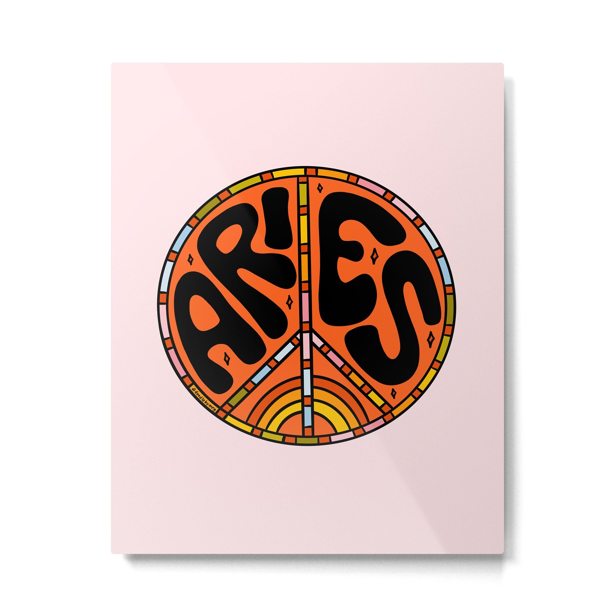 Aries Peace Sign Metal Print | TeksDecor